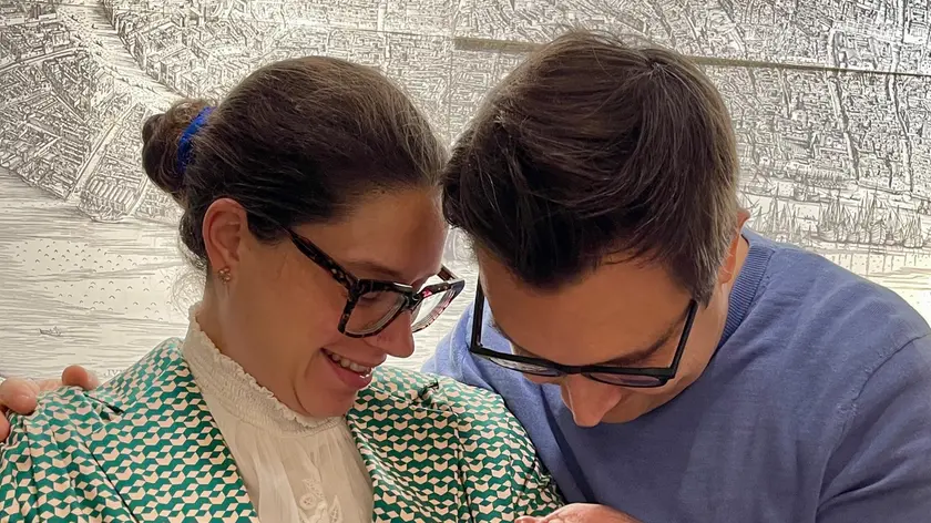 Mamma Alice, papà Lorenzo con il piccolo Jacopo