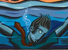 Businessman drowning --- Image by © Stephanie Carter/ImageZoo/Corbis