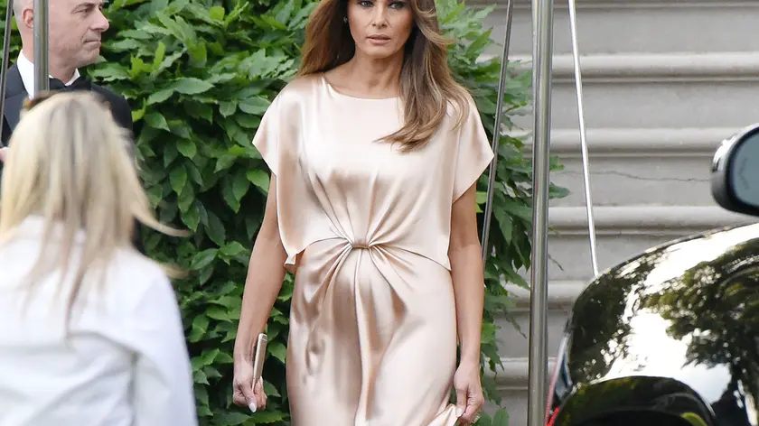 04/06/2017 Washington, la first lady Melania Trump esce dalla sua residenza per partecipare al ricevimento al Ford's Theatre