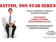 Un'immagine della campagna promossa dagli operai della fabbrica friulana di Orcenico di Zoppola (Pordenone), che puntano a diffondere in rete annunci e video provocatori concepiti per sensibilizzare politici e istituzioni sulla vicenda della loro azienda, 21 Maggio 2014. ANSA/ UFFICIO STAMPA +++ NO SALES, EDITORIAL USE ONLY +++