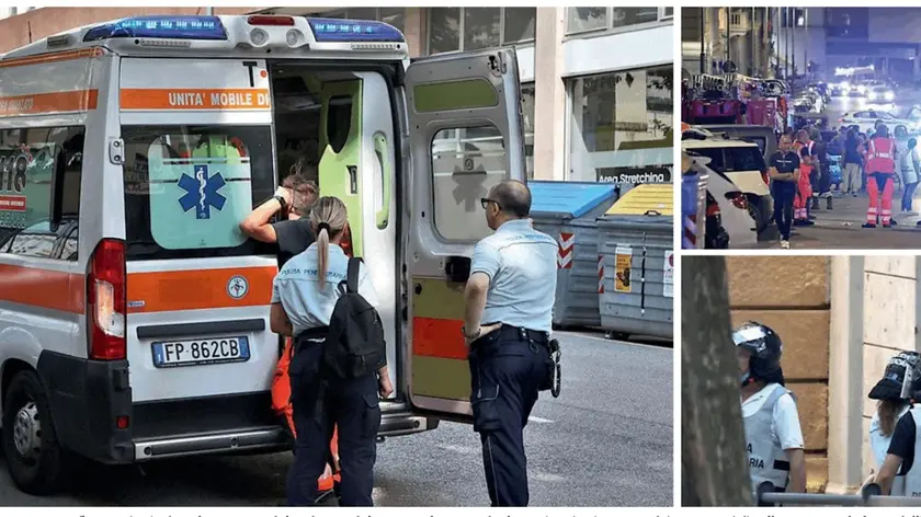 I soccorsi del 118 intervenuti in carcere venerdì pomeriggio dopo la scoperta del cadavere del 48enne sloveno Zdenko Ferjancic, rinvenuto dai compagni di cella. Accanto, le forze dell’ordine durante la rivolta. Foto Lasorte