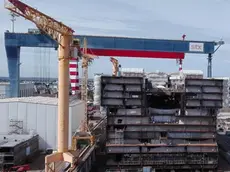 La nuova MSC Meraviglia all'interno dei cantieri navali STX di Saint-Nazaire, 2 Settembre 2016. ANSA/ LUCIANO CLERICO