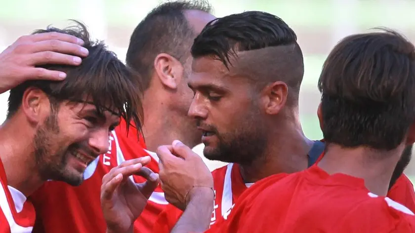 Lasorte Trieste 06/09/15 - Triestina - Liventina, Esultanza dopo Gol 1 - 0