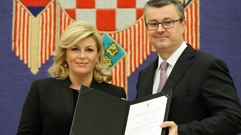 Il presidente Kitarovic e il premier incaricato Oreskovic