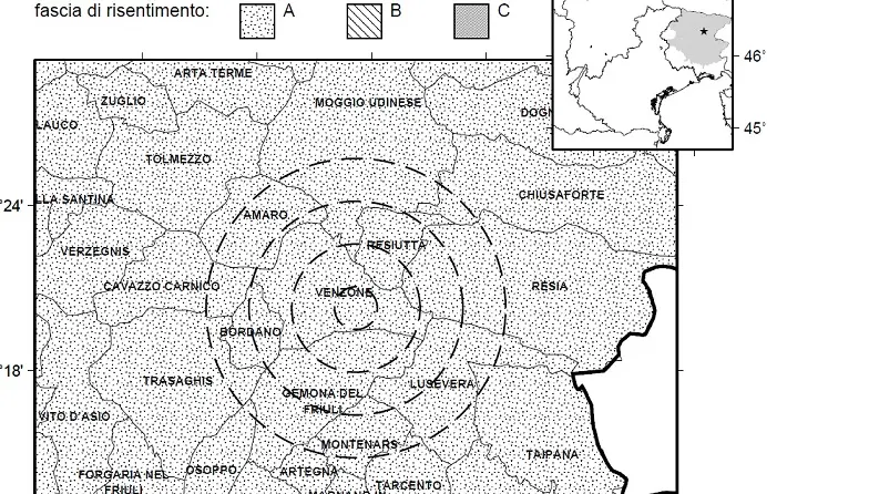 L'epicentro del terremoto