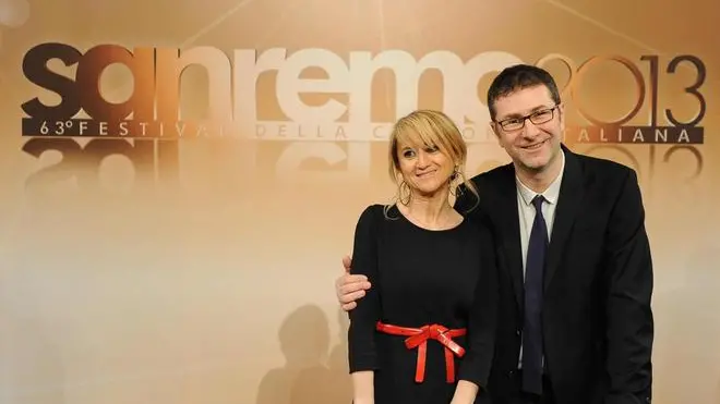 Presenters Fabio Fazio (R) and Luciana Litizzetto photographed during the presentation to the press of the 63th Italian song Festival of Sanremo, in Sanremo, 04 February 2013. ANSA / RICCARDO DALLE LUCHE