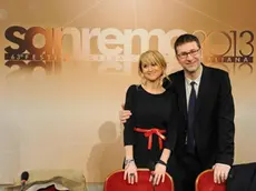 Presenters Fabio Fazio (R) and Luciana Litizzetto photographed during the presentation to the press of the 63th Italian song Festival of Sanremo, in Sanremo, 04 February 2013. ANSA / RICCARDO DALLE LUCHE