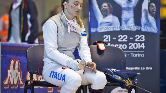 Foto Marco Alpozzi - LaPresse.21 03 2014 Torino.Sport.Coppa del Mondo di Scherma - Fioretto Femminile - Trofeo Inalpi.Nella foto : Margherita Granbassi..Photo Marco Alpozzi - LaPresse.21 03 2014 Turin.Sport.Fencing World Championships - women's foil - "Trofeo Inalpi".In the picture : Margherita Granbassi