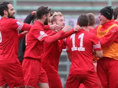 Lasorte Trieste 25/01/15 - Serie D, Triestina - Arzignanochiampo, Esultanza dopo Gol Rocco 1 - 0