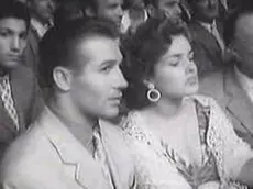Il pugile Tiberio Mitri e l’attrice Fulvia Franco. Negli archivi dell’Istituto Luce ci sono diversi filmati su di loro.
