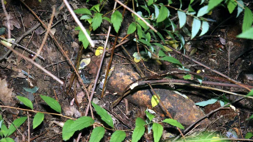 Un residuato bellico rinvenuto in un bosco (Foto di archivio)