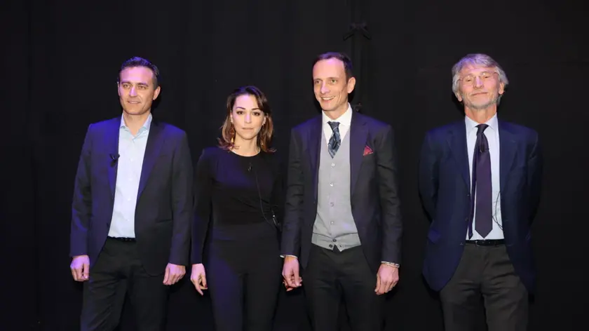 I quattro candidati prima del dibattito (Bumbaca)