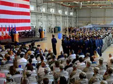 Lt. Gen. Richard Clark, 3rd Air Force commander, speaks during a change of command ceremony at Aviano Air Base, Italy, June 21, 2018. Brig. Gen. Daniel Lasica took command and now commands the only permanently assigned U.S. Air Force fighter aircraft wing in NATO's Southern region and approximately 4,200 active-duty military members, nearly 300 U.S. civilians and 700 Italian civilian employees. (U.S. Air Force photo by Staff Sgt. Cary Smith)