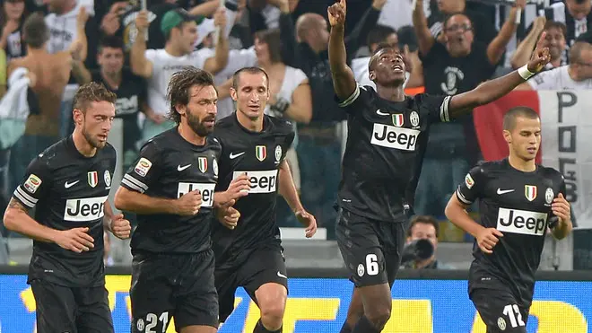 Torino, 20.10.12, Juventus Stadium, serie A 8a giornata, Juventus-Napoli - nella foto: esultanza Juve e Pogba