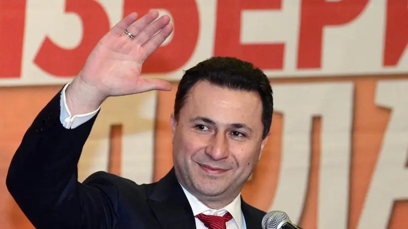 epa03639696 Macedonian Prime Minister and leader of the ruling VMRO DPMNE Nikola Gruevski celebrates the victory of his party on the local election during the press conference in Skopje, capital of The Former Yugoslav Republic of Macedonia (FYROM), 25 March 2013. Macedonia began voting on 24 March on local elections widely seen as a test of political maturity after past violence raised fears its slow march towards EU membership could be further delayed. EPA/GEORGI LICOVSKI