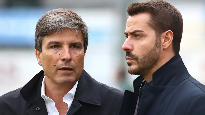Il direttore generale rossoalabardato Giancarlo Romairone e il presidente della Triestina Simone Giacomini Foto Andrea Lasorte
