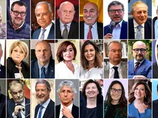 In una foto combo, i ministri del governo Meloni: 1a fila da sx: Antonio Tajani, Matteo Salvini, Matteo Piantedosi, Carlo Nordio, Guido Crosetto, Giancarlo Giorgetti,Adolfo Urso, Francesco Lollobrigida. 2a fila da sx: Paolo Zangrillo, Marina Calderone, Orazio Schillaci, Daniela Santanche',Anna Maria Bernini,Giuseppe Valditara, Gennaro Sangiugliano,Luca Ciriani. 3a fila da sx: Gilberto Pichetto Fratin, Roberto Calderoli, Sebastiano Musumeci, Andrea Abodi, Eugenia Roccella, Alessandra Locatelli, Maria Elisabetta Alberti Casellati, Raffaele Fitto. ANSA