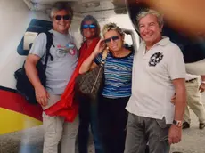 Da sinistra: Vittorio Missoni, la compagna Maurizia Castiglioni, Elda Scalvenzi e il marito Guido Foresti. Erano sull'aereo partito da Los Roques in Venezuela il 4 gennaio del quale si sono perse le tracce, 7 gennaio 2013. Ansa / Filippo Venezia