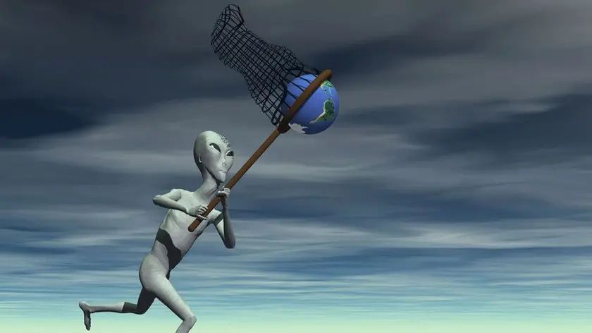 Extraterrestrial Alien Catching Earth in Net --- Image by © Clark Dunbar/Corbis