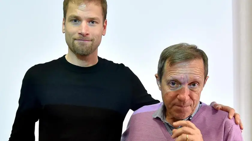 Former Olympic race walking gold medalist Alex Schwazer (L) with World Anti-Doping Agency consultant and coach Sandro Donati during a a press conference in Roma, 01 April 2015. Alex Schwazer announced his new partnership with coach Sandro Donati to return to racing. ANSA / ETTORE FERRARI