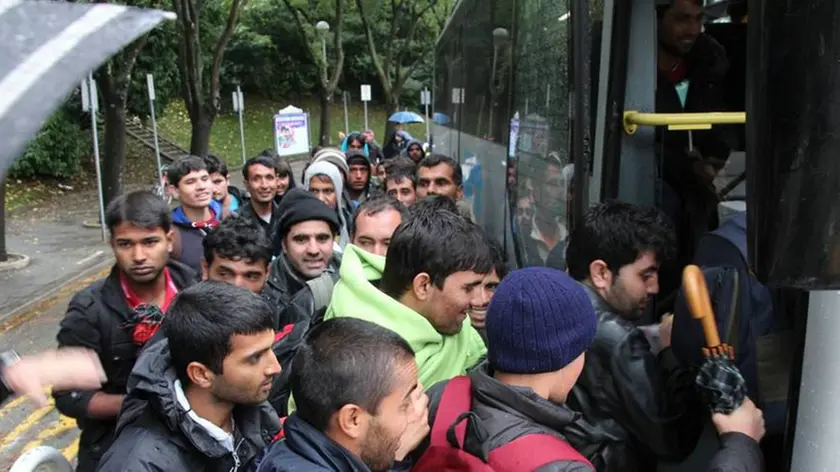 Bumbaca Gorizia 14.10.2015 Profughi in corriera Fotografia di Pierluigi Bumbaca