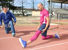 Camossi e Jacobs durante un allenamento al campo sportivo della Campagnuzza a Gorizia, nel 2017. © Fotografia di Pierluigi Bumbaca