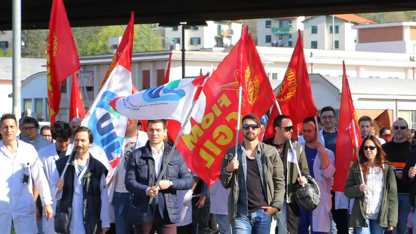 Foto di repertorio che illustra una protesta dei dipendenti Flex
