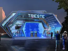 Il rendering della stazione della cabinovia di Trieste