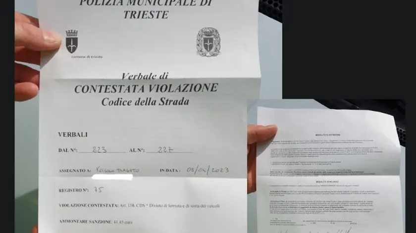 La falsa multa apparsa a Trieste