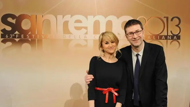 Presenters Fabio Fazio (R) and Luciana Litizzetto photographed during the presentation to the press of the 63th Italian song Festival of Sanremo, in Sanremo, 04 February 2013. ANSA / RICCARDO DALLE LUCHE