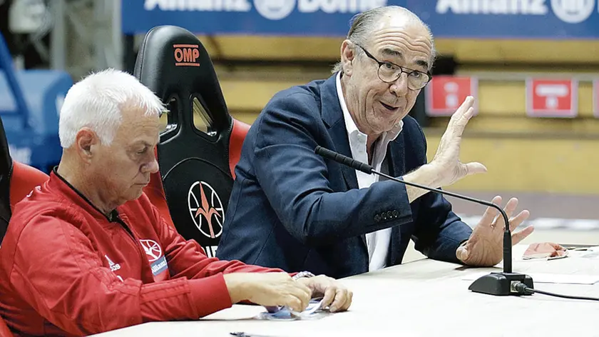 Il coach Eugenio Dalmasson assieme al presidente dell’Allianz Mario Ghiacci