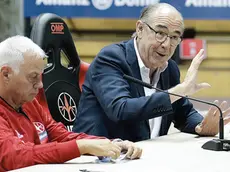 Il coach Eugenio Dalmasson assieme al presidente dell’Allianz Mario Ghiacci