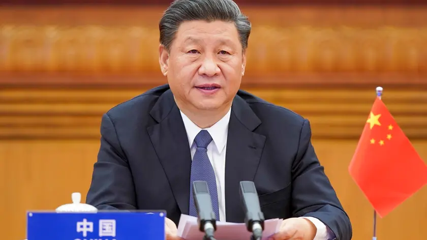 26/03/2020 Pechino. Il presidente cinese Xi Jinping partecipa al vertice straordinario del G20 su COVID-19 tramite collegamento video