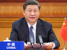 26/03/2020 Pechino. Il presidente cinese Xi Jinping partecipa al vertice straordinario del G20 su COVID-19 tramite collegamento video