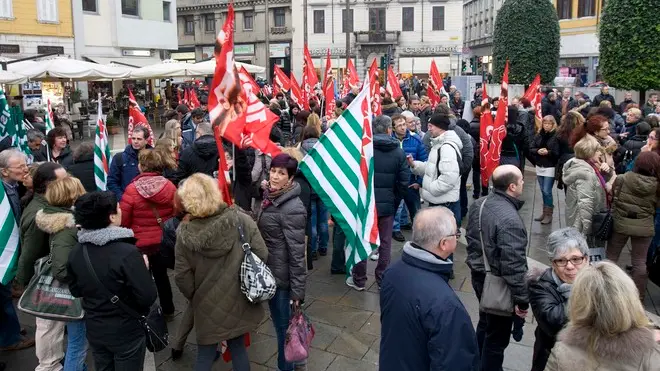 Silvano Trieste 21/12/2013 Piazza Goldoni, presidio lavoratori delle Coop
