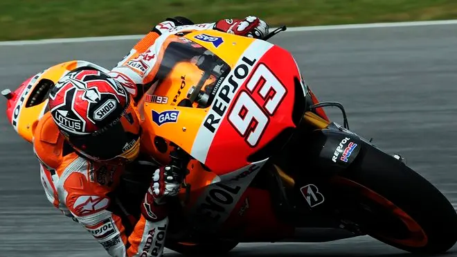 05 Feb 2013, Malaysia --- epa03568834 Spanish MotoGP rider Marc Marquez of Reprol Honda Team takes a corner during a MotoGP pre-season test at Sepang International Circuit near Kuala Lumpur, Malaysia, 05 February 2013. EPA/AHMAD YUSNI --- Image by © AHMAD YUSNI/epa/Corbis