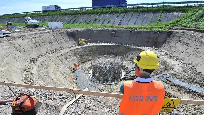 Un cantiere di Autovie Venete