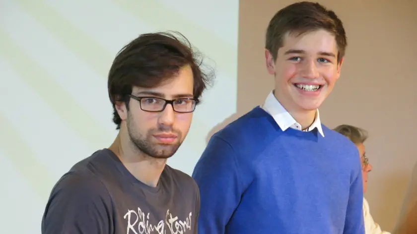 I due studenti premiati a Basovizza: il pordenonese Guido Narduzzi e il triestino Marcello Fonda