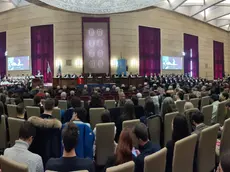 Una panoramica dell'aula magna dell'Università di Trieste durante l'inaugurazione dell'anno accademico (Lasorte)