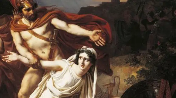 Particolare di “Antigone dà sepoltura a Polinice” di Sébastien Norblin (1825)