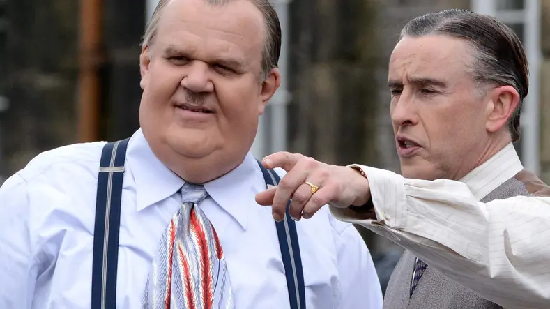 Pic from Caters News (PICTURED: Steve Coogan with John C Reilly, 12/05/17). Steve Coogan missed his winning night at the BAFTAs - because he was in the Black Country. Rather than scooping his prize at the glitzy awards do in London, he was working on his new Hollywood film Stan and Ollie. On the day of the awards (Sunday) fans were able to catch of glimpse of Coogan and Hollywood star John C Reilly filming scenes for the Laurel and Hardy movie. SEE CATERS COPY