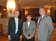 Claudio Bisogniero, Ambasciatore d'Italia a Washington, la governatrice Fvg Debora Serracchiani e Scott Higgins del Dipartimento di Stato Usa