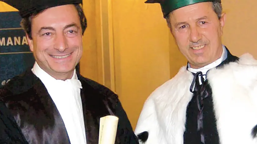Vladimir Nanut con Mario Draghi al Mib nel 2004