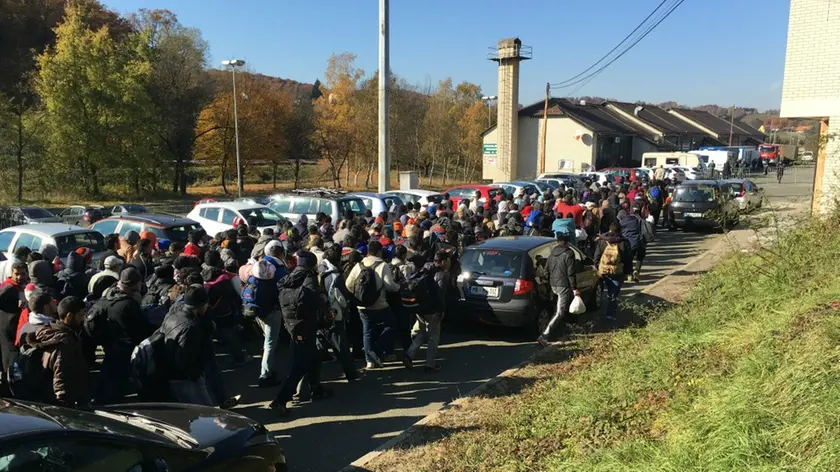 Arrivo di migranti a Šentilj