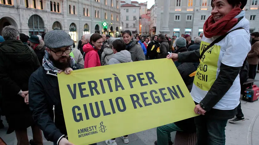 Lo striscione di Amnesty International “Verità per Giulio Regeni"