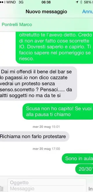 Una parte delle “conversazioni” via sms