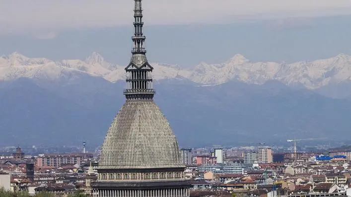 16 Apr 2008, Turin, Italy --- Italy, Piedmont, Turin, Mole Antonelliana view from Monte Cappuccini --- Image by © Stefano Torrione/Hemis/Corbis