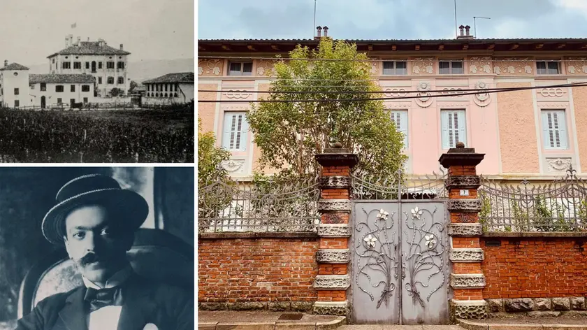 Nella foto grande un’immagine di Villa Nella, in alto a sinistra Villa Fausta in origine e sotto Italo Svevo