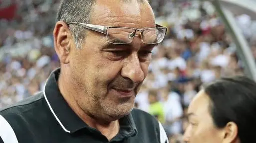 epa07731498 Juventus' head coach Maurizio Sarri before the International Champions Cup (ICC) soccer match between Juventus FC and Tottenham Hotspur at the National Stadium in Singapore, 21 July 2019. EPA/WALLACE WOON