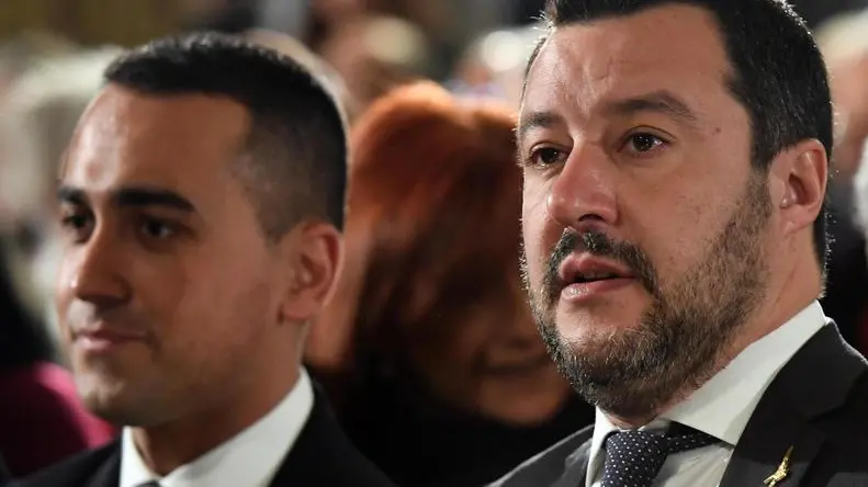 I vicepremier Luigi Di Maio e Matteo Salvini al Quirinale durante la cerimonia dedicata al giorno della memoria, "Le donne della Shoah", Roma, 24 gennaio 2019. ANSA/ALESSANDRO DI MEO